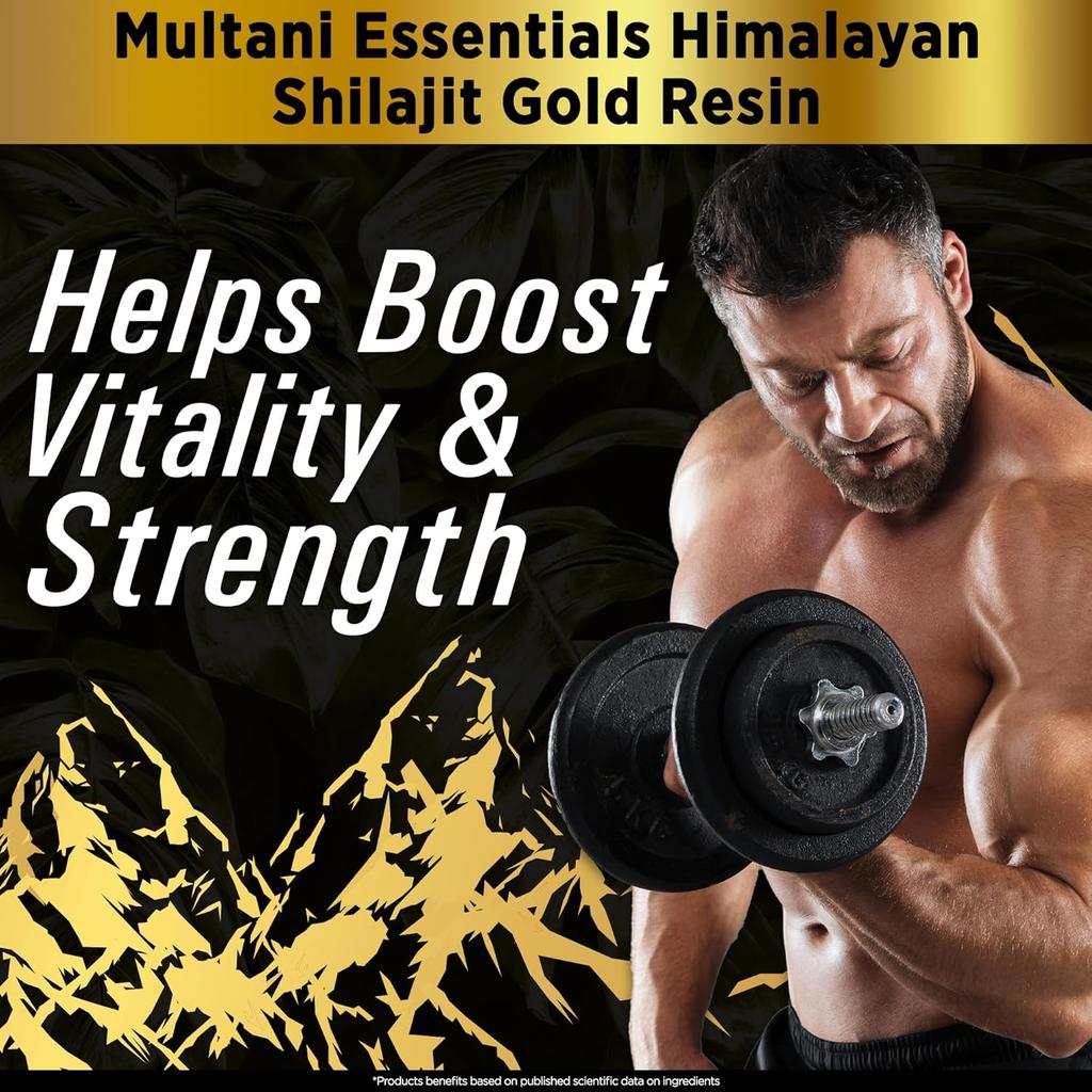 Multani Essentials Himalayan Shilajit Gold Resin 20g 1 Pack Ayurvedic Resin Blend with Herbs & Gold Extract Vitality Support
