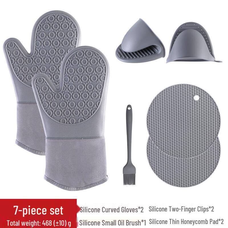 Silicone Heat Resistant Oven Mitt & Clip Baking Set