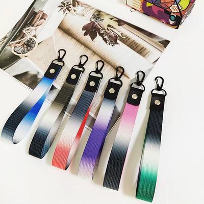 Trend Color Ribbon Short Mobile Phone Lanyard License Key Chain Anti-fall Wrist Rope