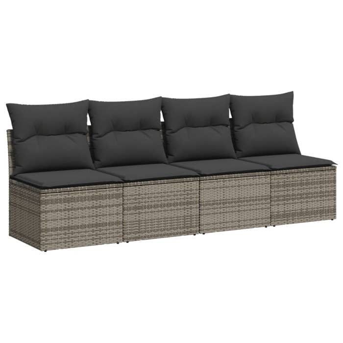 VidaXL 4-seater Garden Sofa with Grey Cushions Braided Resin 366116