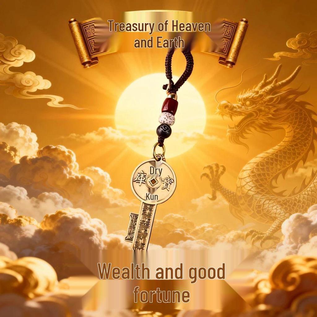2026 Zodiac Treasure Key Pendant: Golden Qiankun Pathway with Wealth-Enhancing Five-Path Design