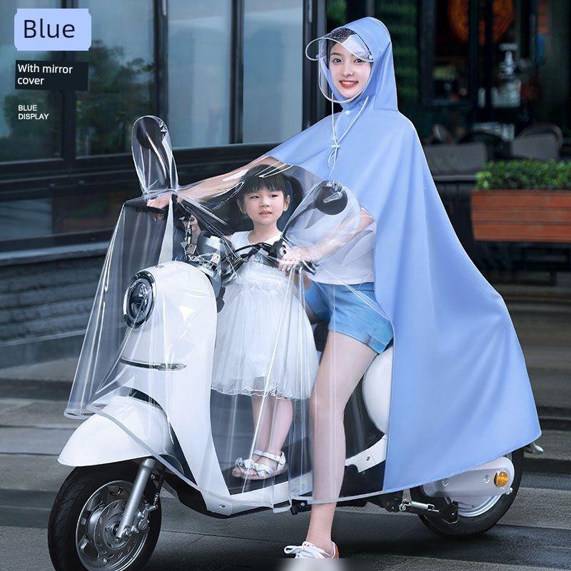 Raincoat for Electric Scooter, Double Seat for Mother and Child, 2024 Parent-Child Rain Poncho, Transparent Rain Cover for Motorcycle, Rainproof and