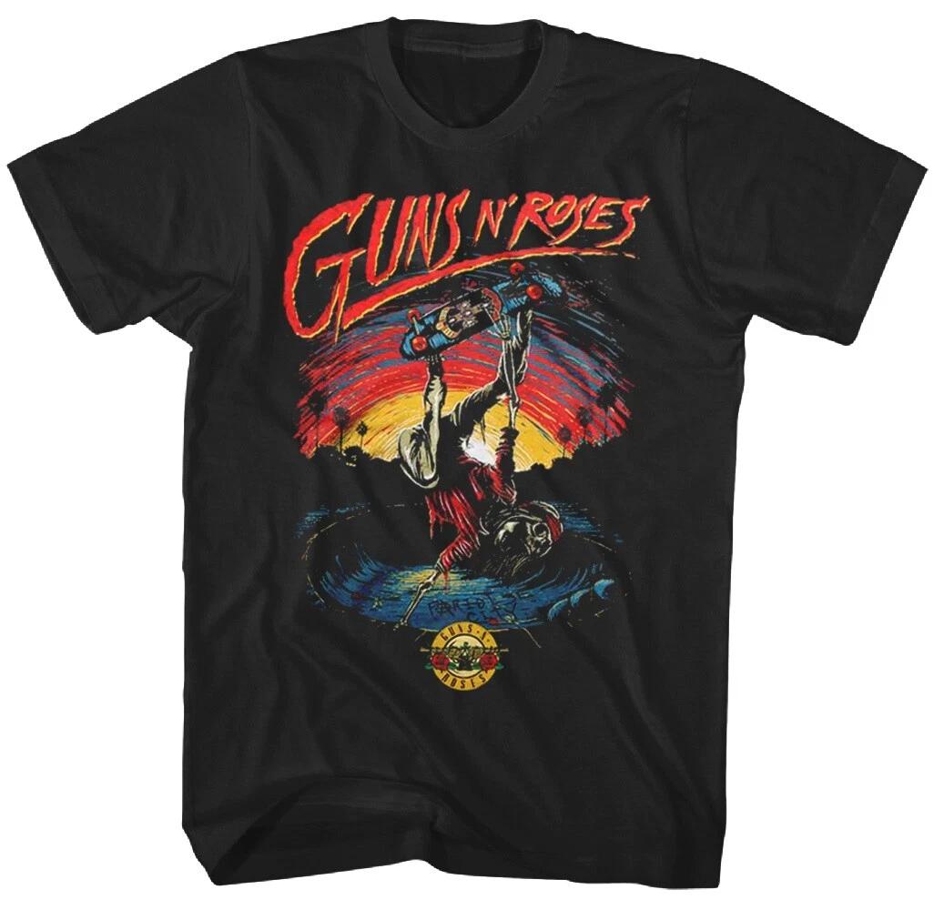 Оригинальная черная футболка GUNS N ROSES с логотипом для скейтбординга S-2XL НОВАЯ XL