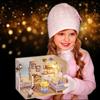 Casă de păpuși mini din lemn, puzzle 3D de asamblat, model de construcție, jucării, decorațiune pentru casă, dormitor, cu mobilier, lumini LED, jucărie, cadouri de Crăciun
