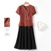 Pastime Women's Summer Chinese Style Faux Two-Piece Dress
