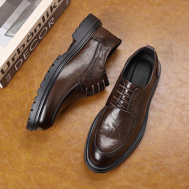 

Мужские туфли из натуральной кожи - Дышащие, Дезодорирующие, Увеличивающие рост, Мягкая подошва для бизнеса или свадьбы. 42