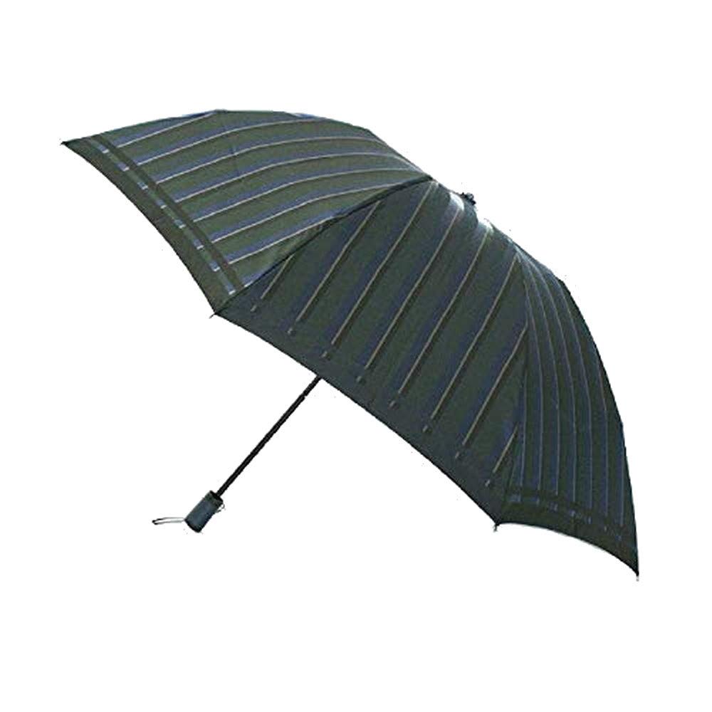 Makita Shoten Folding Mini Umbrella Striped Front x Solid Premium Koshu Made in 7193 Men's "Tie" (Tie) Green/Navy Back, Weave, Japan,
