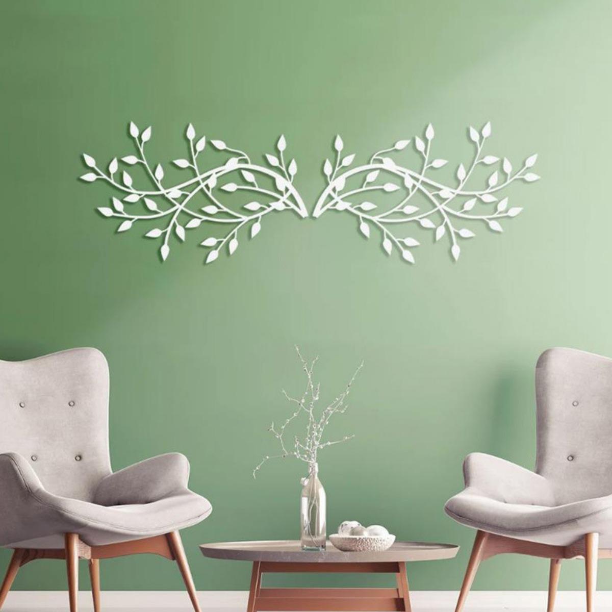

Оливковая ветвь Металлический лист дерева Настенный декор, художественные кованые скульптуры, настенная вывеска в виде крыла дерева Настенная скульптура белый