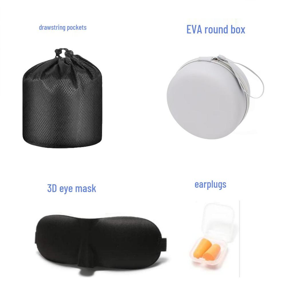 Hooded Memory Foam Travel Neck Pillow - U-Shaped Support for Airplane & Train Naps