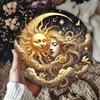 Celestial Sun Moon Floral Metal Wall Art Decor for Living Room Restaurant