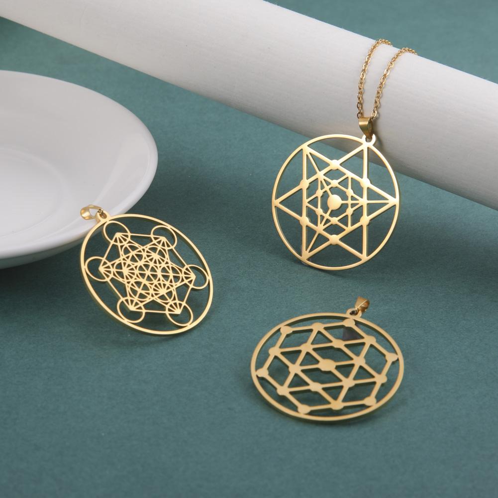 LIKGREAT Flower of Life Pendant Necklace for Women Mandala Chakra Hollow Stainless Steel Charms Jewelry Geometry Amulet Gift