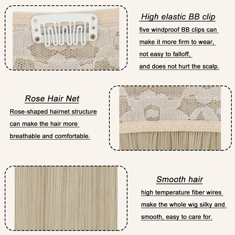 LISI HAIR Women Long Straight Hair Extensions Natural Wig 5 Clips Hairpiece Synthetic Fiber Hair Black Brown Blond Party Cosplay Daily Use
