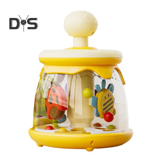 

Игрушка для малышей Press Spin Baby Toy, симпатичная игрушка в форме насекомого с верхней ручкой, вращающийся мяч, прыгающий, развивающая координацию движений рук и глаз для детей жёлтый