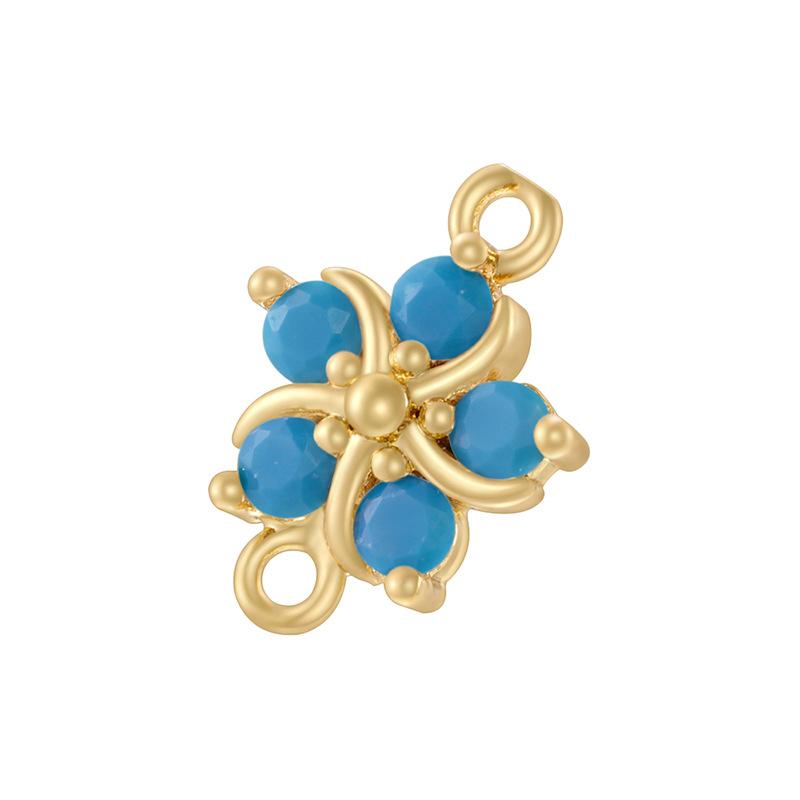 Temperament Light Luxury Copper Inlaid With Colored Diamonds Five-Petal Flower Hand Brand Personalized Diy Bracelet Necklace Flower Petal Connector