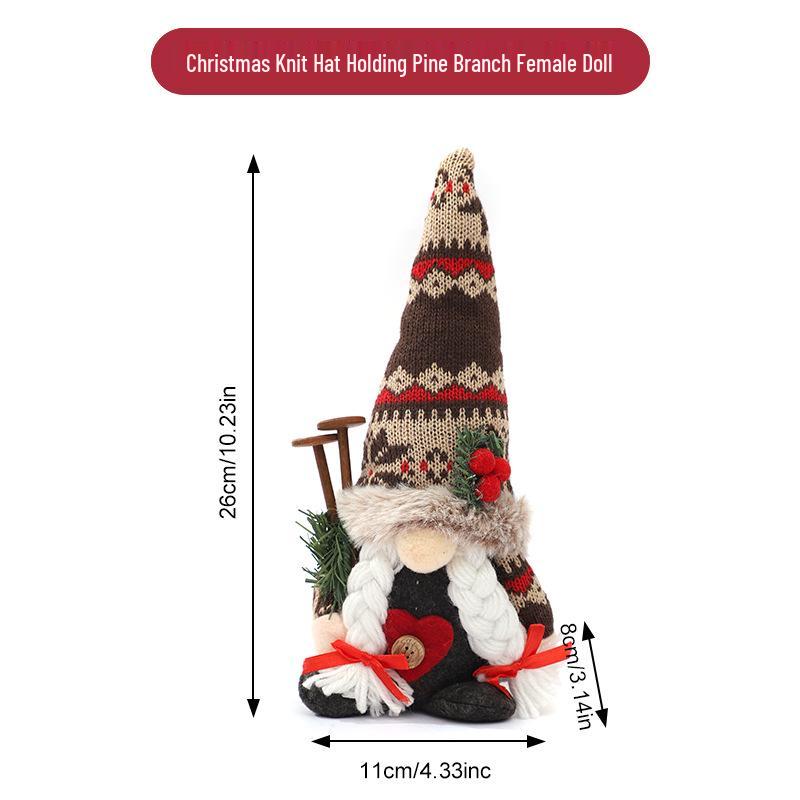 High-end Knitted Christmas Gnome Plush Ornament with Pointed Hat