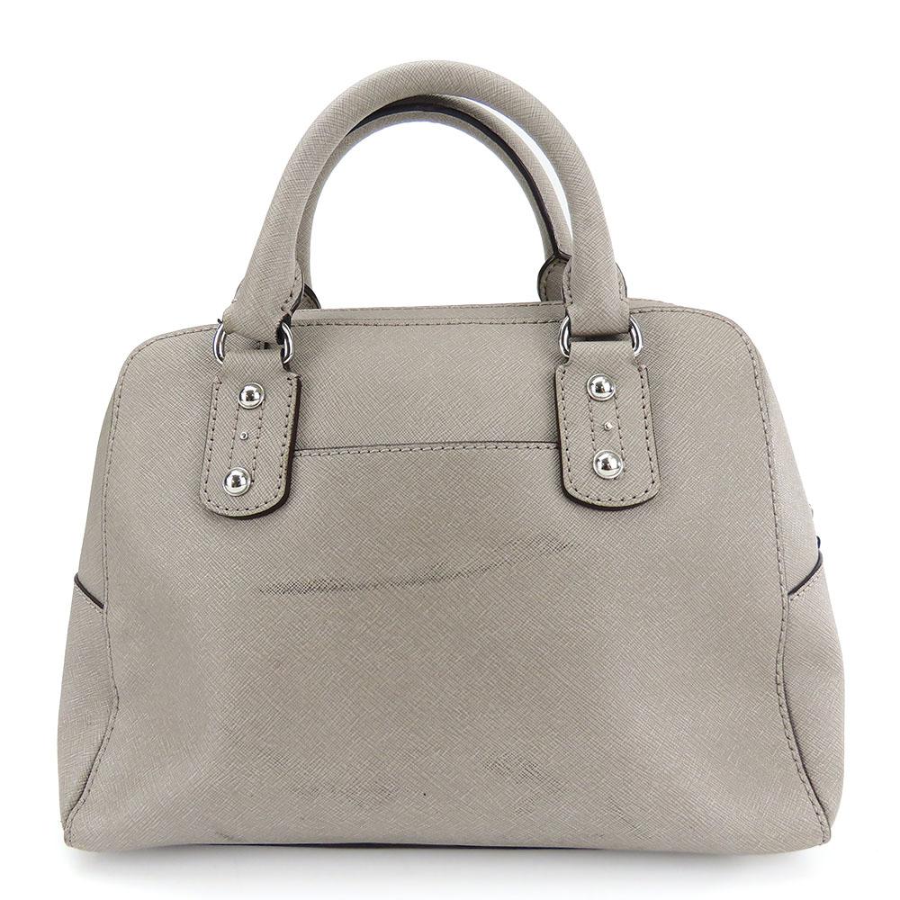 Used Michael Kors Handbag Leather Gray With Charm