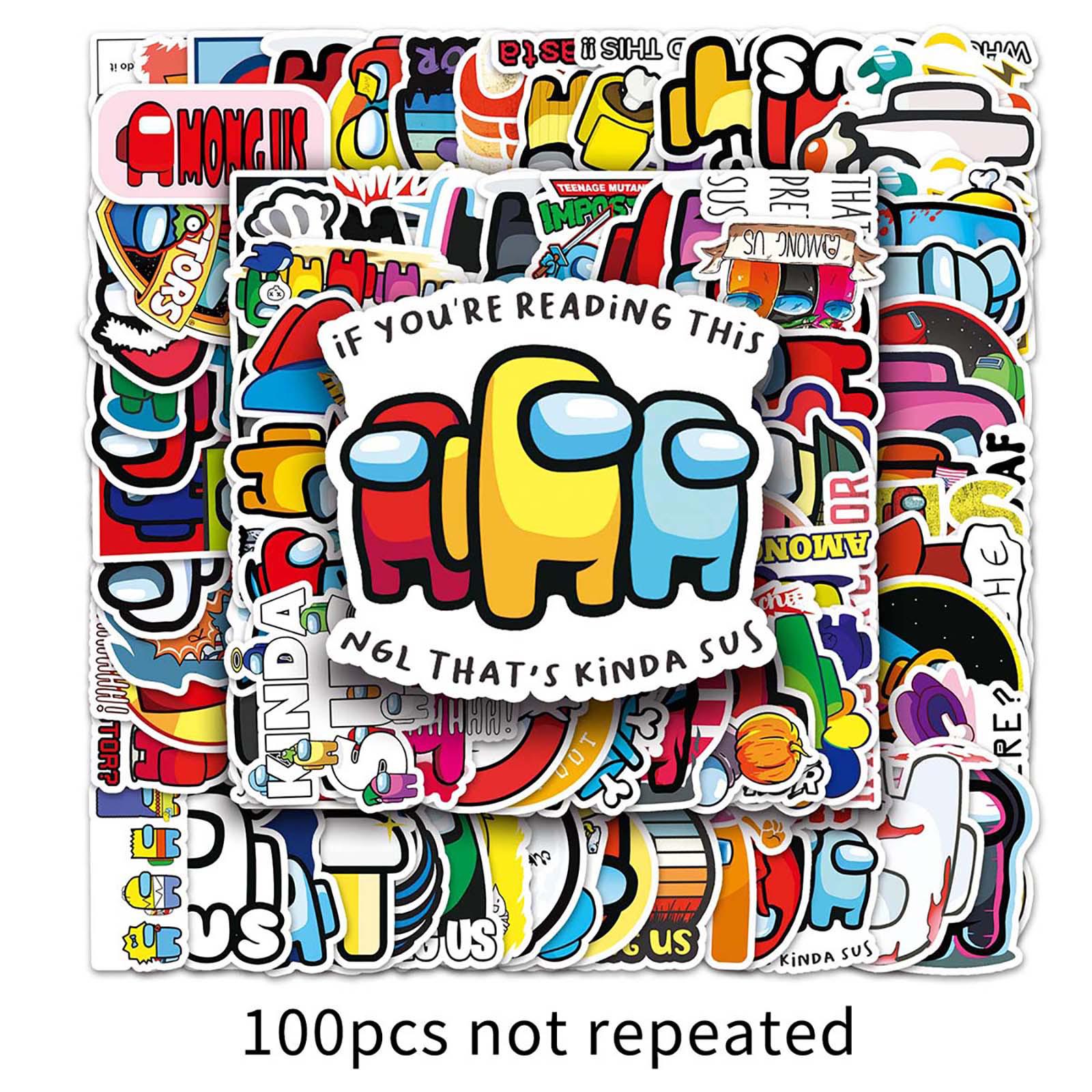 100 Among Us Cartoon Graffiti Stickers for Tablets, Scooters, Cars & Phones - Waterproof