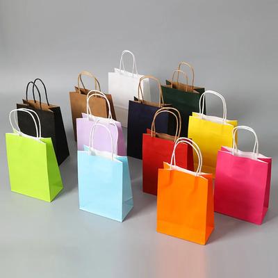 30/50/100pcs Mini Small Kraft Paper Bag with Handles Festival Gift Bag High Quality Candy Shopping Bags