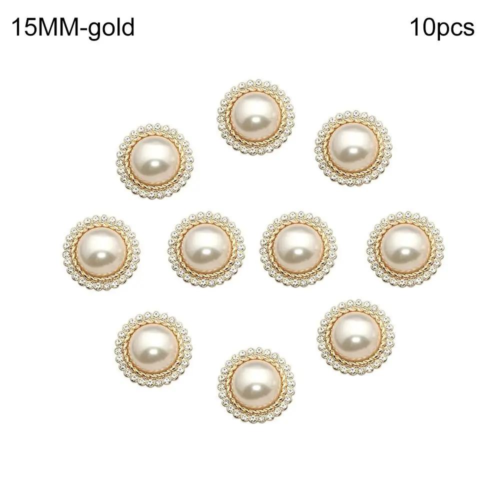 10Pcs Handmade Sewing Button Needlework Sewing Accessories Shiny Rhinestone Pearl Clothing Buttons Shirt Buttons