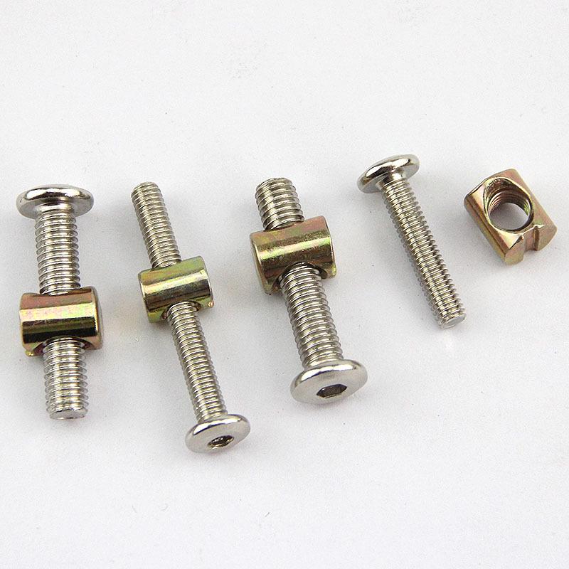 Nickel-Plated Phillips Hex Socket Crib Screw & Nut Set, M6/M8