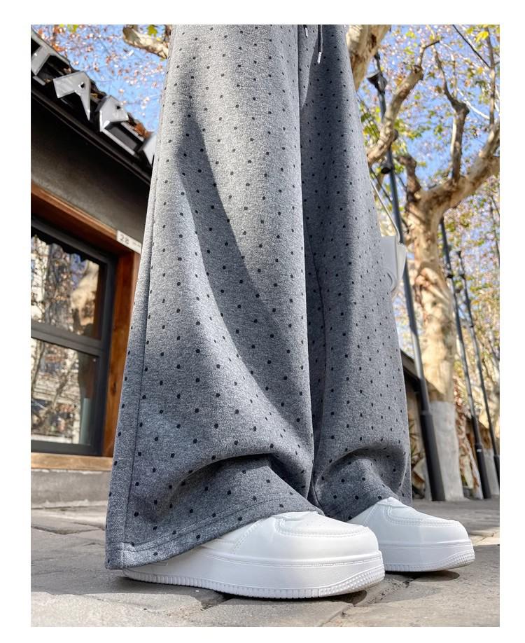 Women's Lace Patchwork Polka Dot Wide-Leg Elastic Waist Pants, Loose Fit, Floor-Length - Spring/Summer 2025 Collection