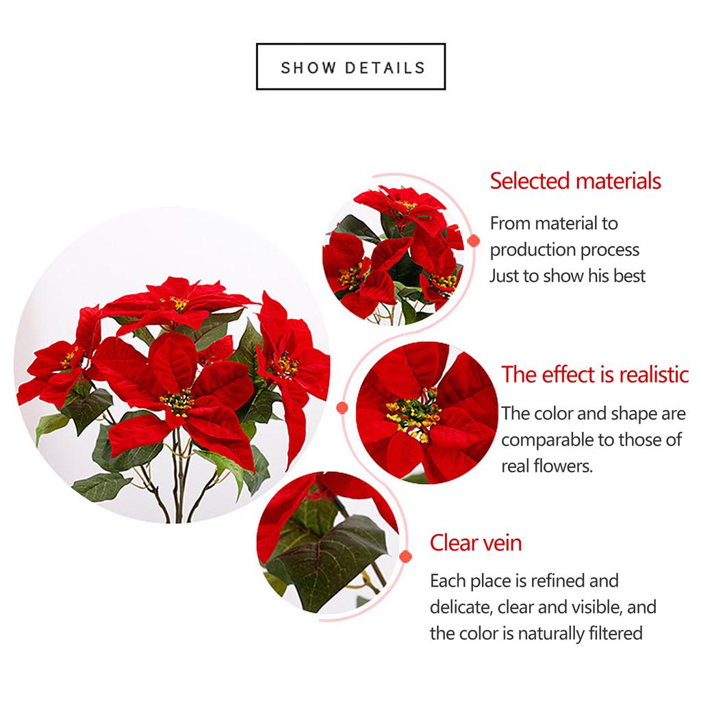 4PCS Faux Flower Red Artificial Flowers Bulk for Wedding Centerpieces Home Decor