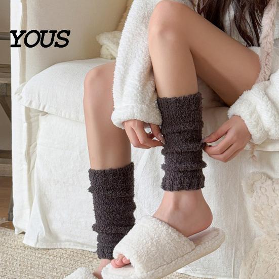 Comfortable Fuzzy Boot Liners Thickened Thermal Knee Sleeve for Women, Winter Warm Coral Fleece Leg Warmers, Breathable Stockings Pads Skiing Cycling