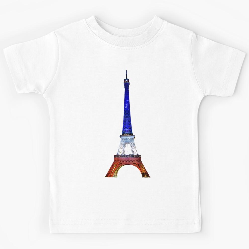 Eiffel Tower Paris France National Flag Souvenir Kids T-Shirt 130
