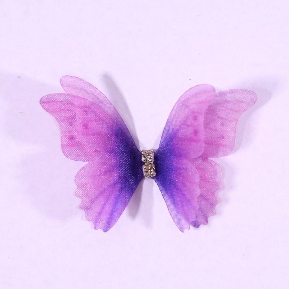50Pcs Double-layer Chiffon Butterfly Embroidered Patches Bridal Hair Accessories