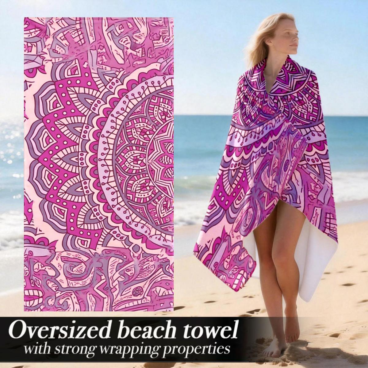 

Mandala Art Oversized Beach Towel – Purple & Pink Pattern, Soft Lightweight, Perfect for Pool & Beach Use 90x180cm W30*H60(CM)