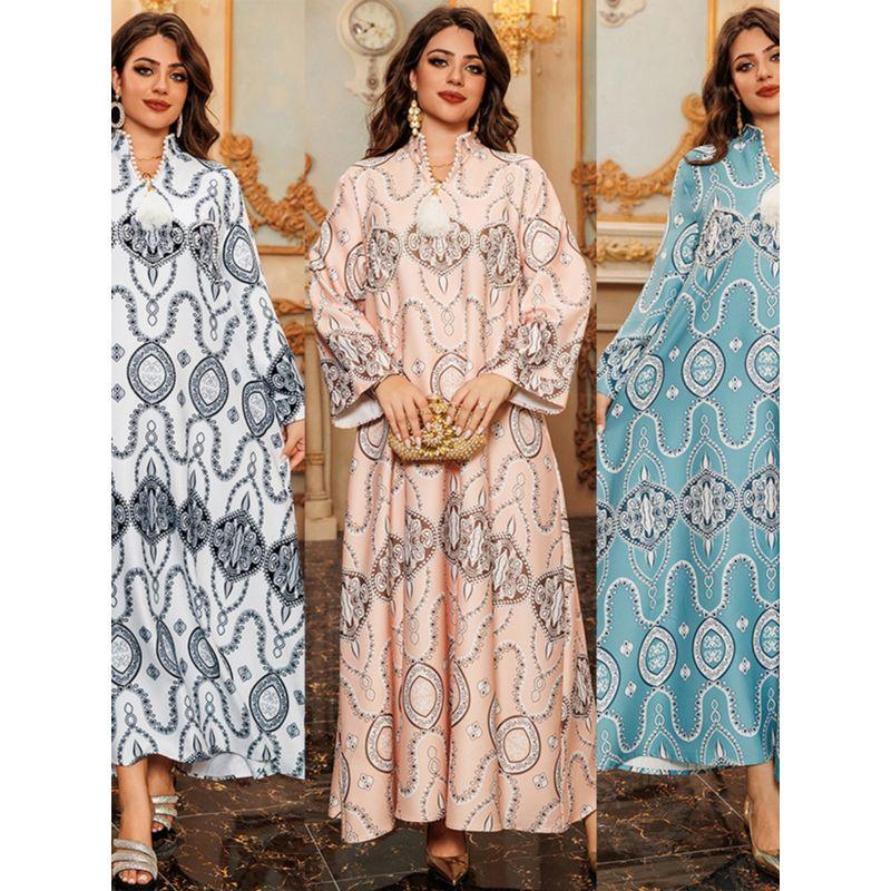 Indonesia Middle East Arabia Turkey Saudi Arabia Indonesia Hot Drilling Beads Print Robe Dress Dresses