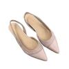 Soft leather version~ French gentle wind nude wedge heel single shoes pointed head light mouth commuting temperament empty bag head sandals women