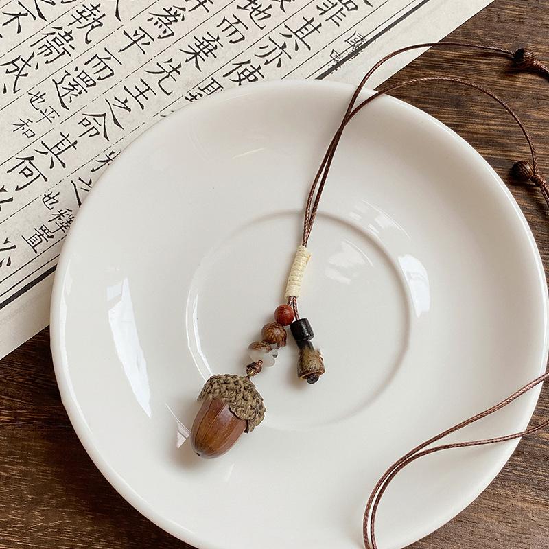 

Деревянная бусина, подвеска-желудь, ожерелье из вощеного шнура, ретро этнический стиль, выдвижная цепочка для свитера, новая китайская универсальная нишевая вещь, украшение