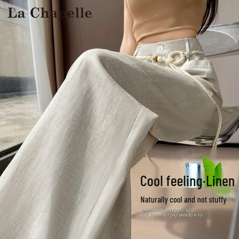 Women s Tencel Linen Blend High-Waist Wide-Leg Pants 2XL
