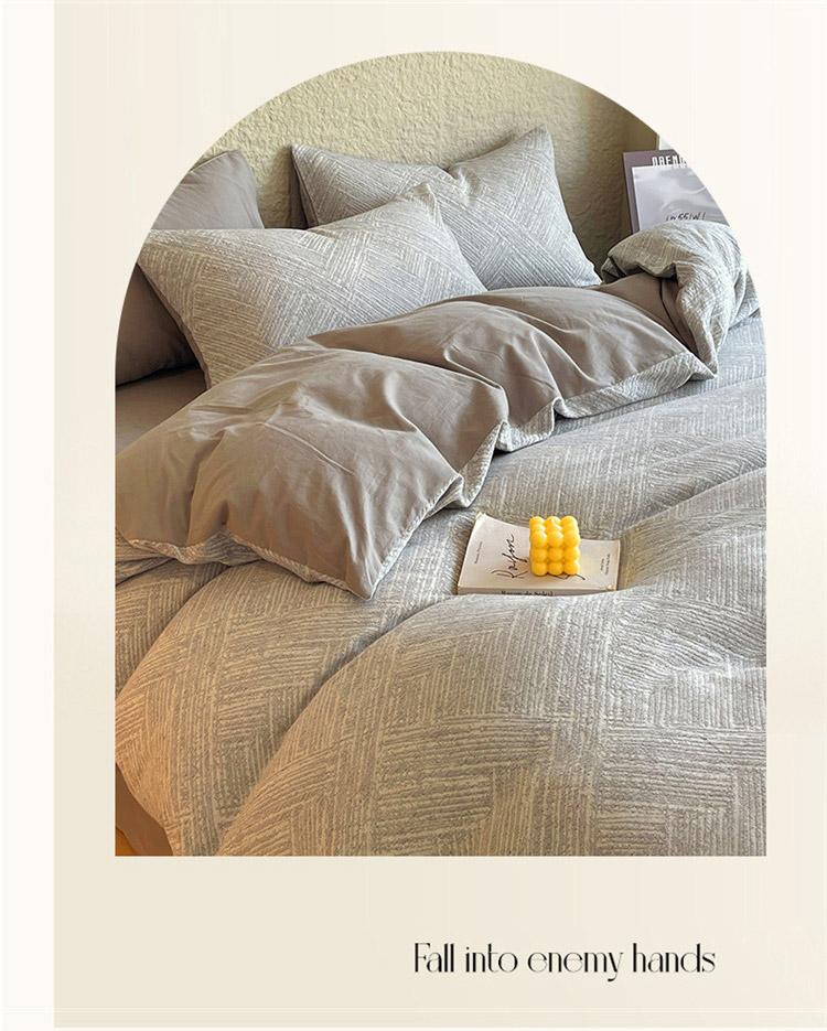High End Nordic Style Cotton Yarn Dyed Jacquard Four Piece Set [Monok/Simple Luxury]