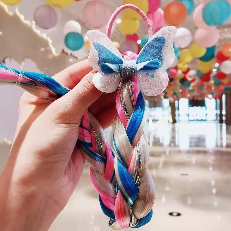 1/2pcs Cute Curly Hair Bowtie Wig Girls Hairpins Ombre Color Headwear Hair Clips for Princess Dress Up Birthday Gift Party Favor