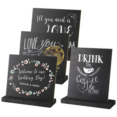 NUOLUX Tabletop Mini Chalkboard Menu Board, Double-Sided, for Restaurant Signs, Message Boards, and Table Numbers, Wooden, Set of 4