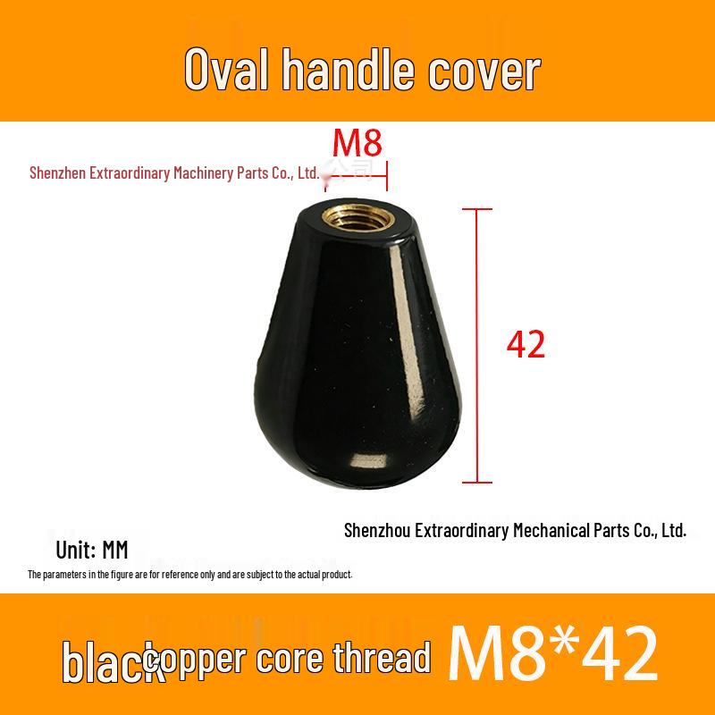 Bakelite Oval Handle Sleeve: Black/Red, M6/M8/M10, Phenolic Tapered Handle.