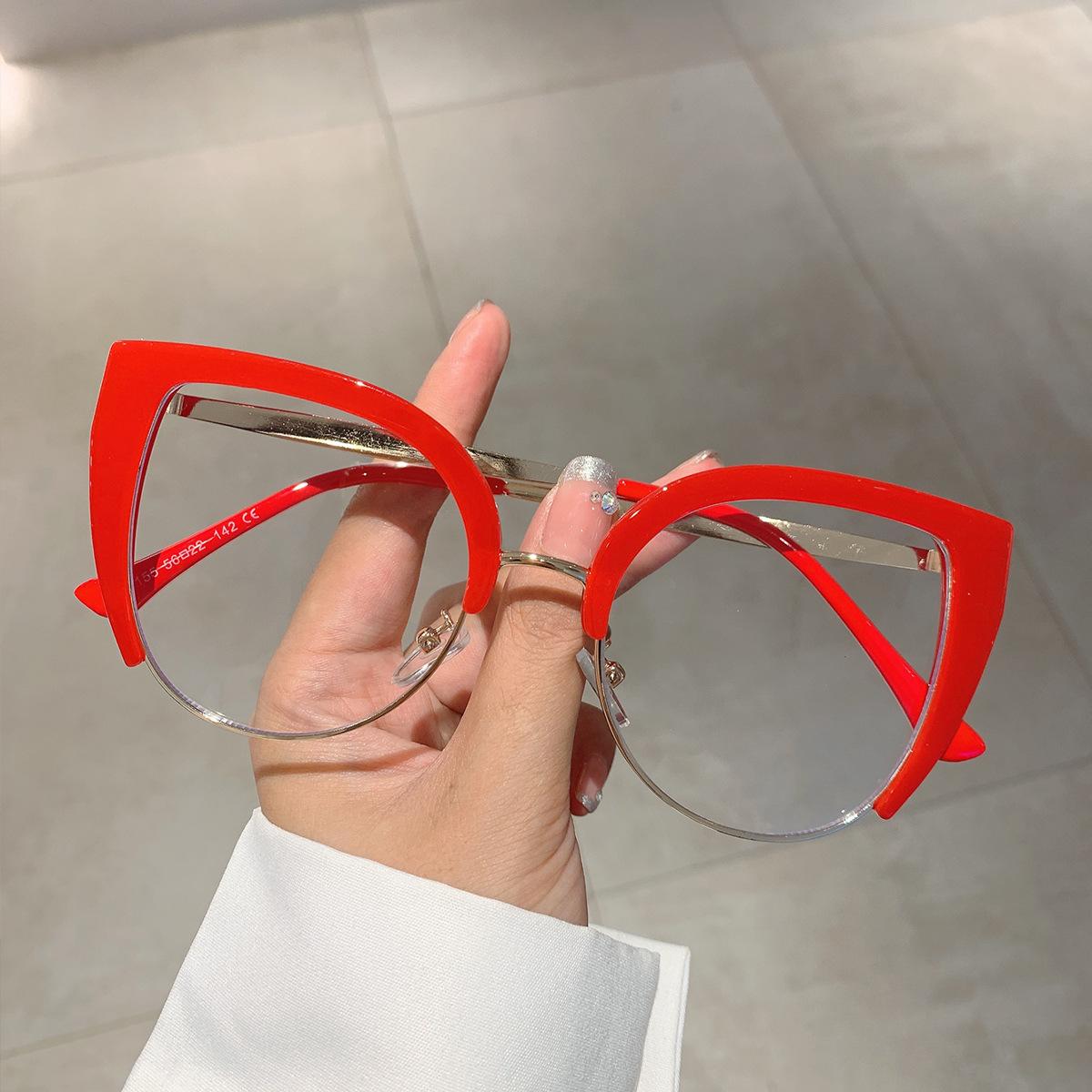 

Вінтажна оправа для окулярів «котяче око» Нові стильні жіночі окуляри з напівметалевою оправою Модний брендовий дизайн Окуляри без рецепта червоний