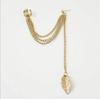 Fashion Personality Metal Ear Clip Single Leaf Tassel Earrings Cuff Women Girls Caught in Ear Ear Cuffs Fashion Jewelry Earring