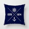Home Decor Compass Anchor Pillow Cover Blue Mediterranean Cushion  Gift Sofa Office  Accessory Ornament 45x45cm