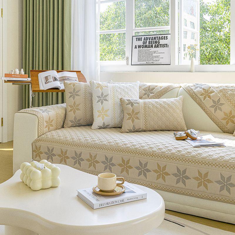 

2025 New Arrival Sofa Cushion All Year Round Neutral Minimalist Cushion Backrest Cover Towel Non Slip Cream Style Fabric Seat Cushion Cover X stars khakis 45*45 pillow case without core