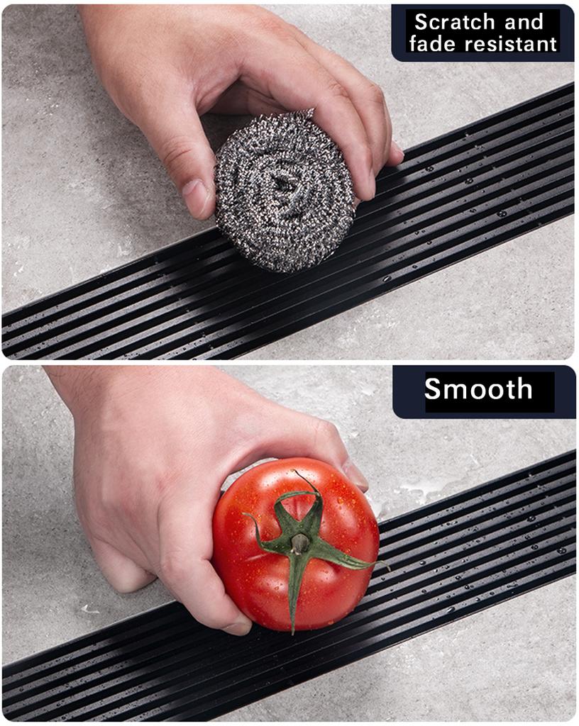 Stripe Floor Drain Black 304 Stainless Steel Solid  Bathroom Shower Long Linear Water Drainage Side Floor Drains Cover 60-100cm