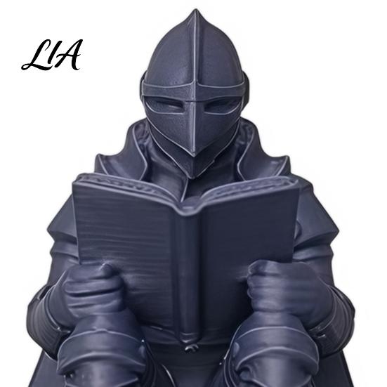 Reading Themed Gift 3D Printed Medieval Knight Book Corner Ornament, Figurine Retro Armor Statue Nook Decor, Creative Bookend for Bookshelf,