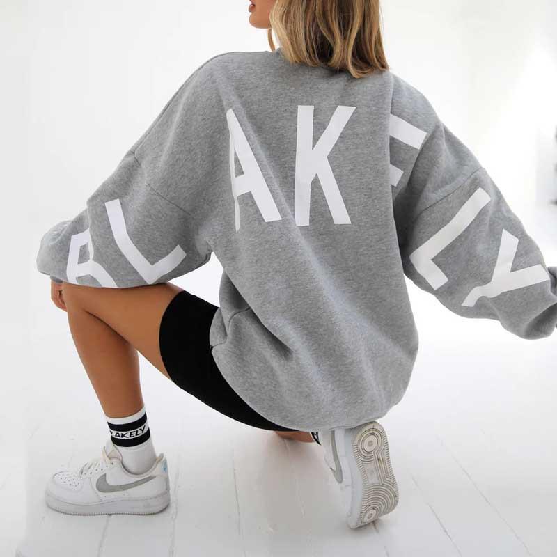 Neuer grenzüberschreitender europäischer und amerikanischer Mode-Druck verdickter vielseitiger langärmeliger lockerer Pullover weibliche Trendmarke