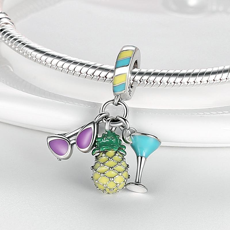 Breloques Compatibles Pour Bracelet DIY Argent 925 Série Jaune Cœur d'Amour Tournesol Lune Chat Breloques Vente Chaude S925 Fabrication de Bijoux DIY