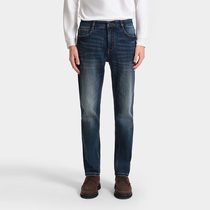 Biyinlefen 2025 Autumn Men s Washed Stretch Straight Leg Jeans 32