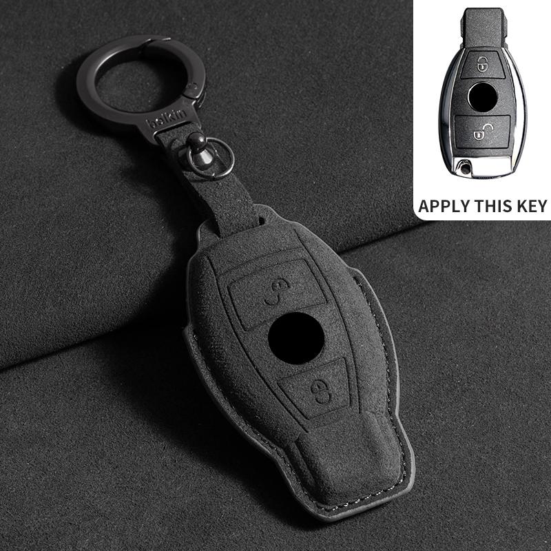 Suede Car Key Case Cover Shell for Mercedes Benz A C E S G Class W177 W205 W213 W222 X167 Amg Glc Cle Cla Glb Gls Car Key Bag