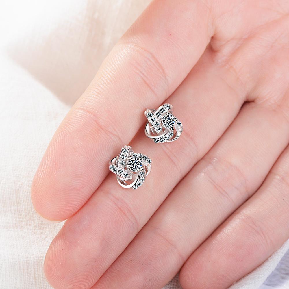 925 Sterling Silver Earrings For Women Jewelry Zirconia Eternal Heart Twist Earrings