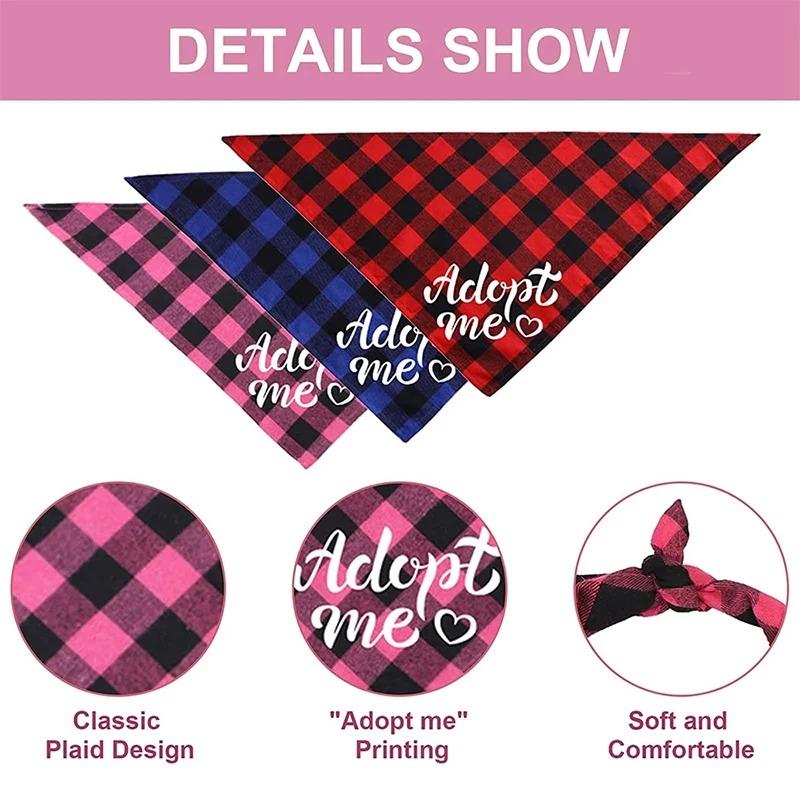 Hunde-Bandanas Adopt Me Plaid Verstellbare Lätzchen für Hunde Katzen Haustier Schal Zubehör